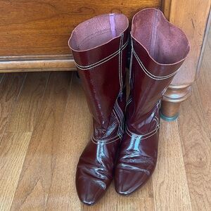 Claiborne Red Patent Leather Rainboots, ladies US 10